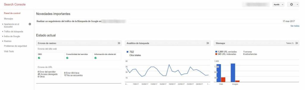 Search Console panel