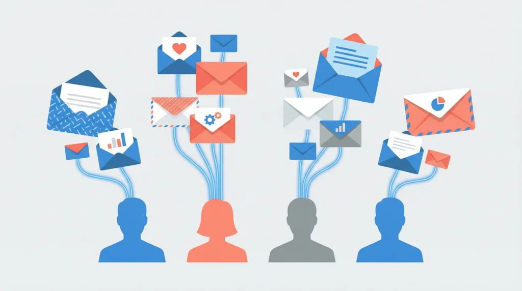 Campaña de email marketing personalizada con inteligencia artificial mostrando segmentación predictiva