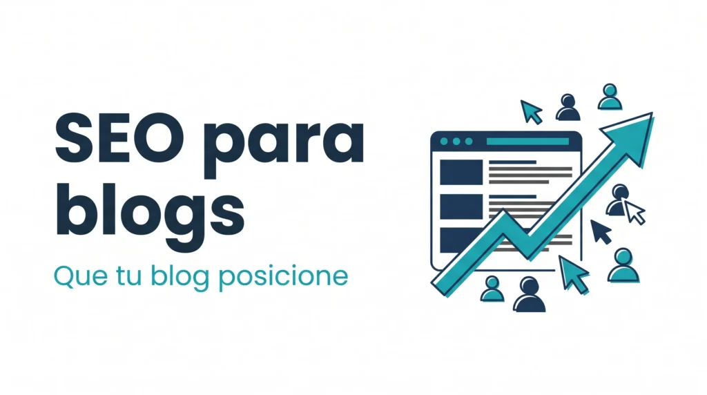 SEO para blogs: cómo hacer que tu blog posicione — ilustración de un blog que atrae visitas con flecha de crecimiento — AMDT