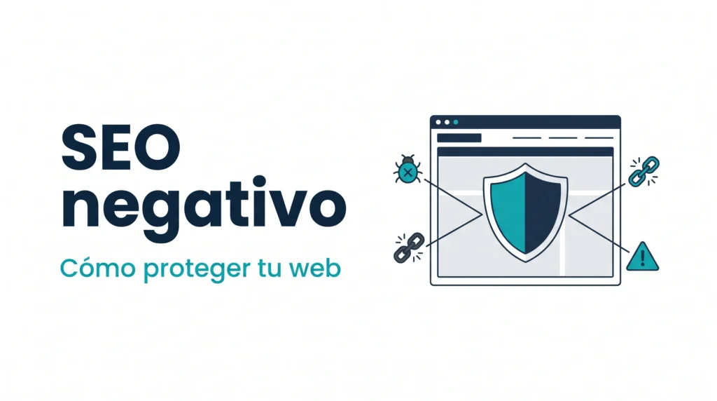 SEO negativo y cómo proteger tu web — escudo que bloquea amenazas — AMDT